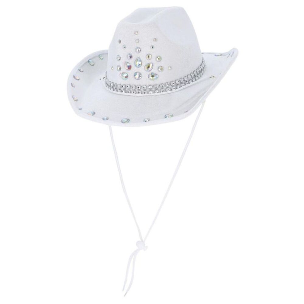 Smiffys Unisex Adult Rhinestone Cowboy Hat / White